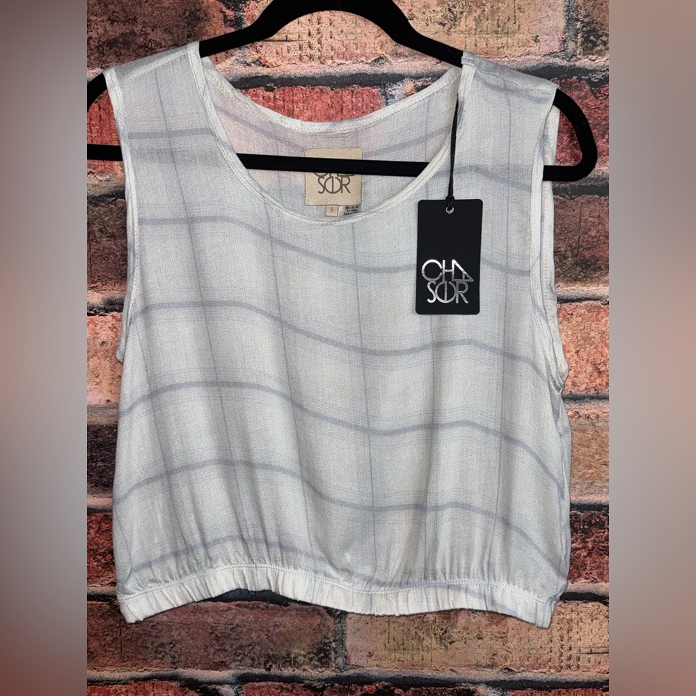 Chaser Sleeveless Thin Lightweight Elastic Waistband Stripe Top Size Small